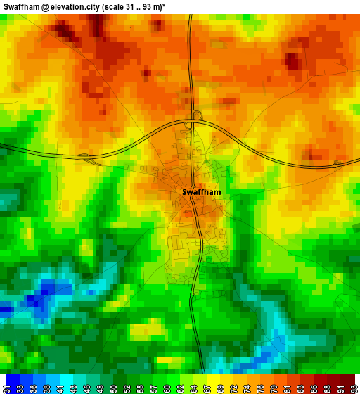 Swaffham elevation map