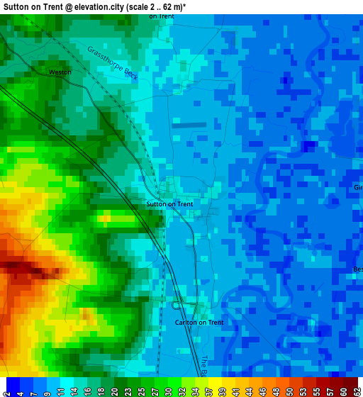 Sutton on Trent elevation map