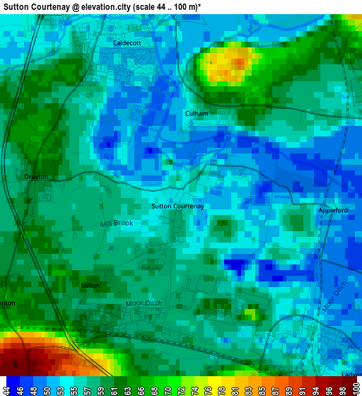 Sutton Courtenay elevation map