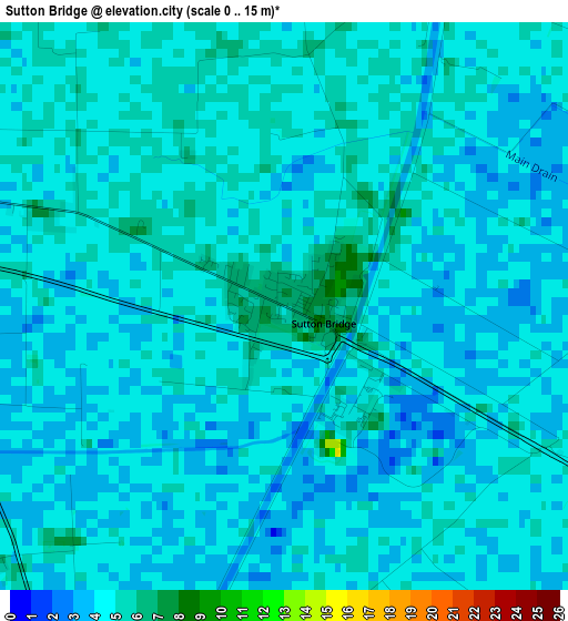 Sutton Bridge elevation map