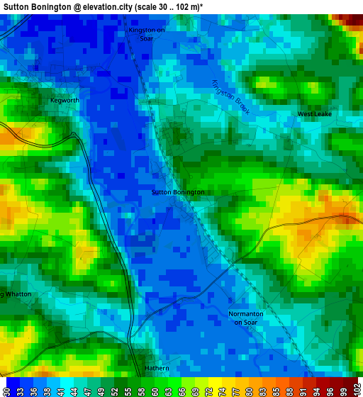 Sutton Bonington elevation map