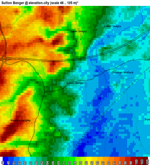 Sutton Benger elevation map