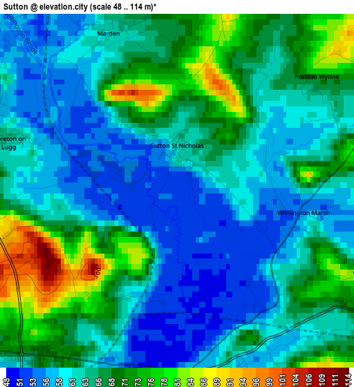 Sutton elevation map