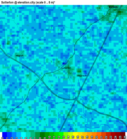 Sutterton elevation map