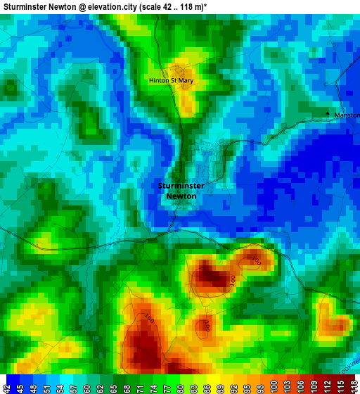 Sturminster Newton elevation map