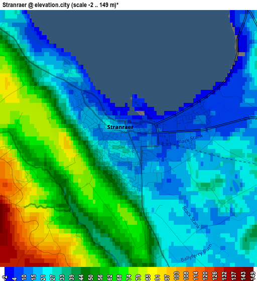 Stranraer elevation map