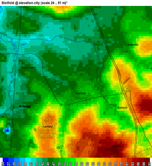 Stotfold elevation map