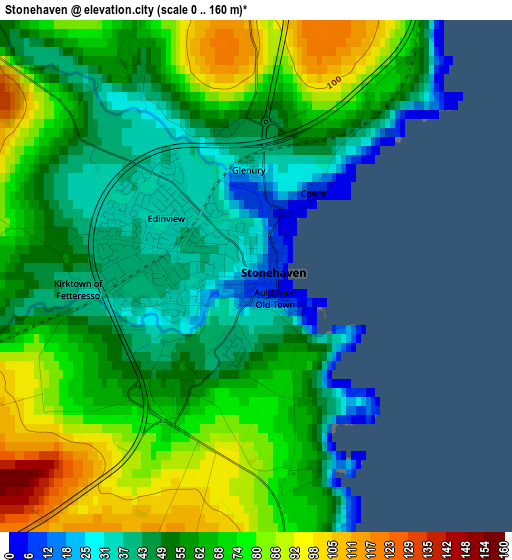 Stonehaven elevation map