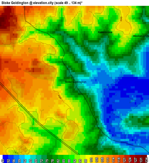 Stoke Goldington elevation map