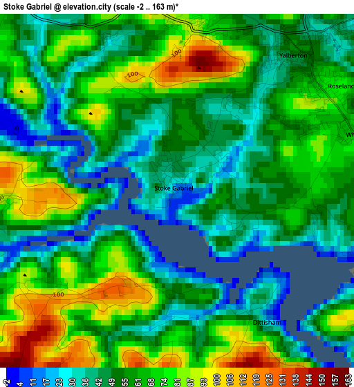 Stoke Gabriel elevation map