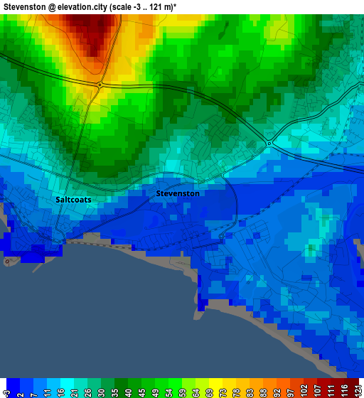 Stevenston elevation map