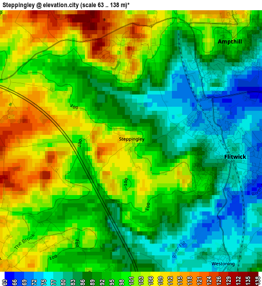 Steppingley elevation map