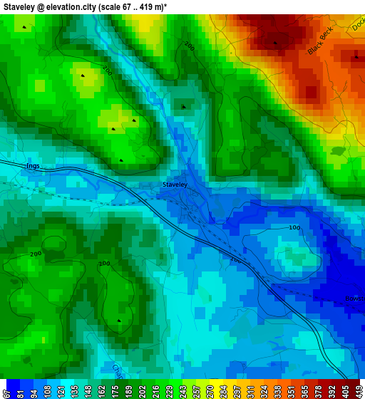 Staveley elevation map