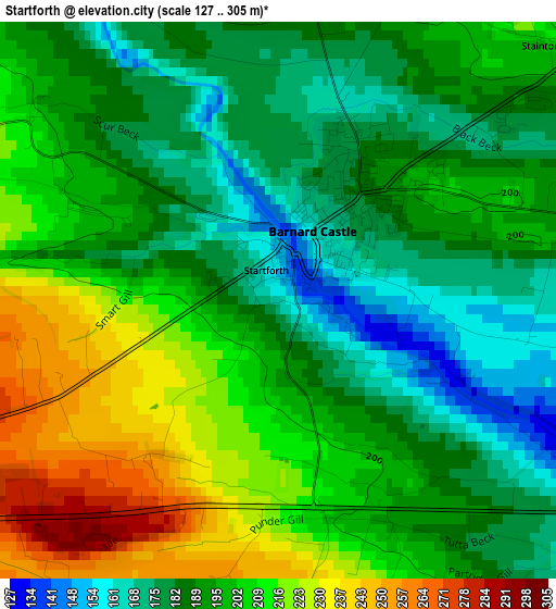 Startforth elevation map