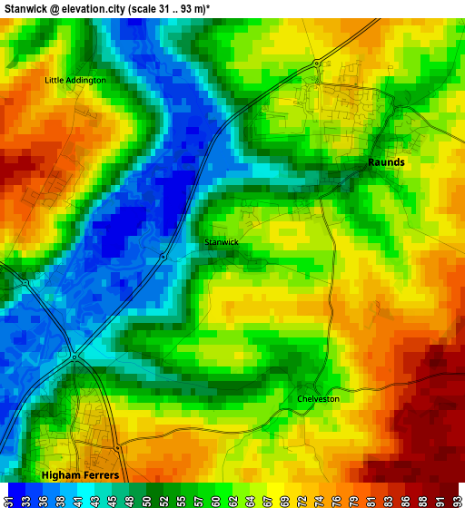 Stanwick elevation map