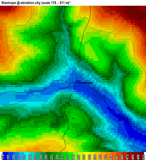 Stanhope elevation map