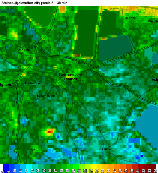 Staines elevation map