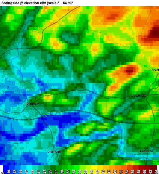 Springside elevation map