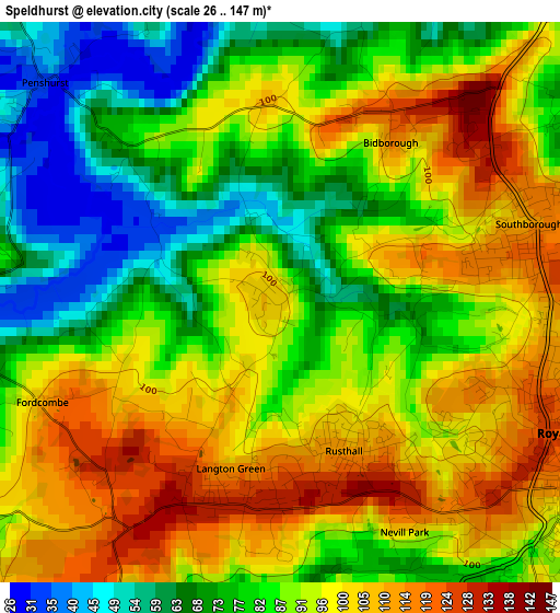 Speldhurst elevation map