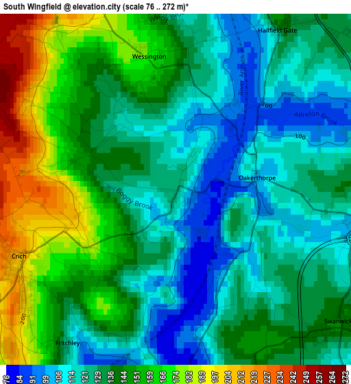 South Wingfield elevation map