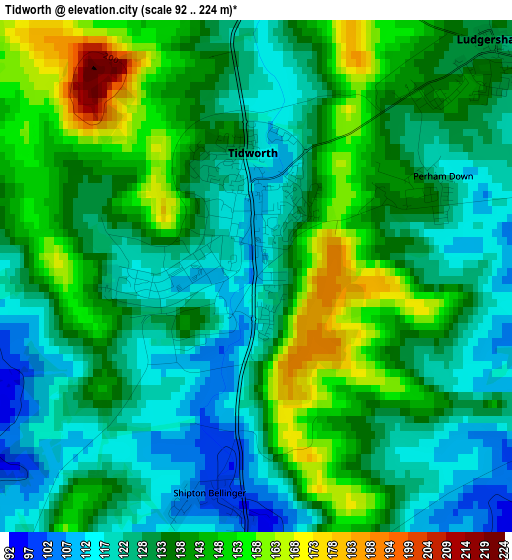 Tidworth elevation map