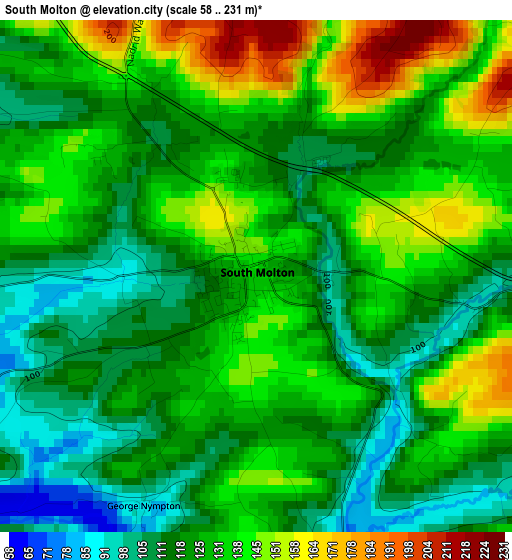 South Molton elevation map