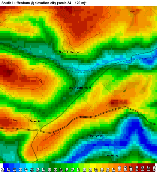 South Luffenham elevation map