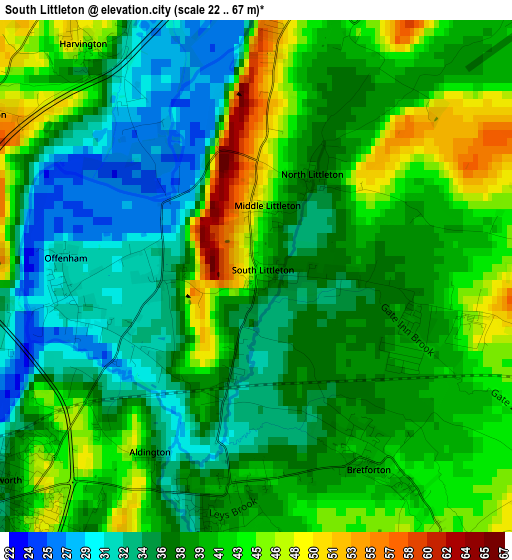 South Littleton elevation map