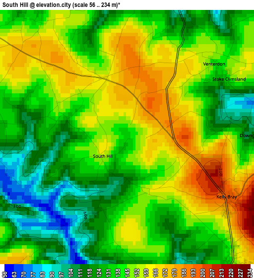 South Hill elevation map