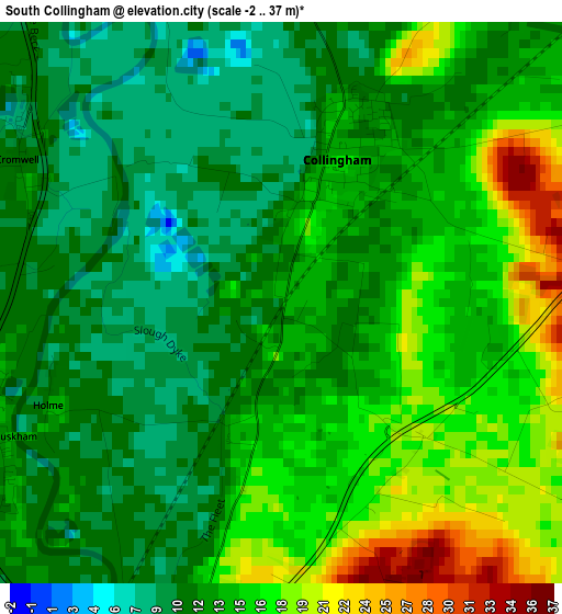 South Collingham elevation map