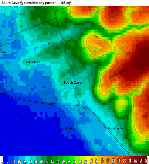 South Cave elevation map