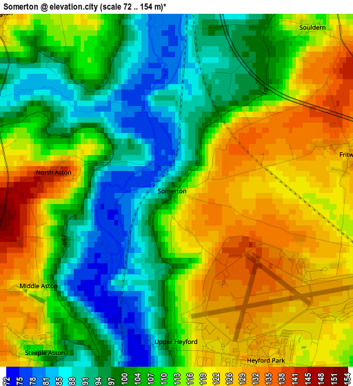 Somerton elevation map