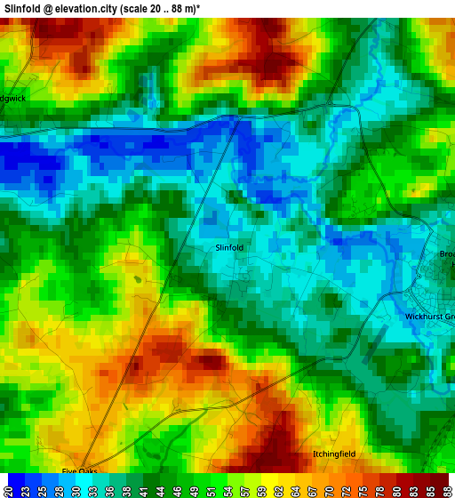 Slinfold elevation map