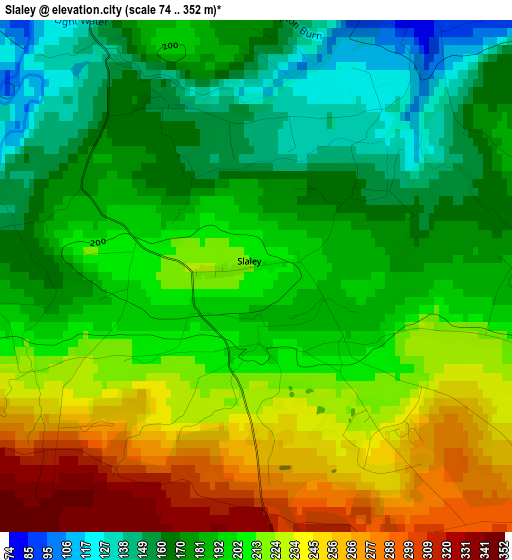 Slaley elevation map