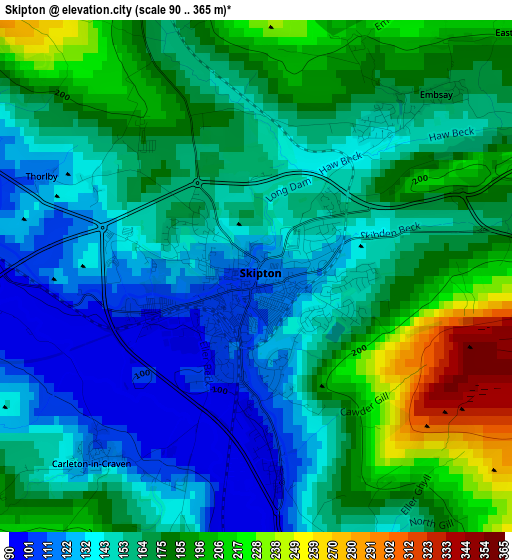 Skipton elevation map