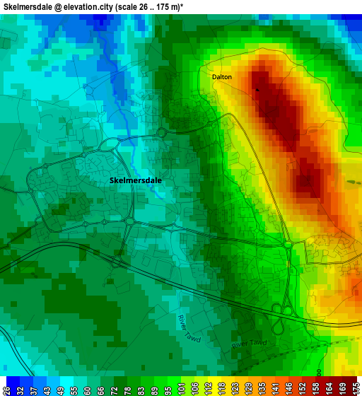 Skelmersdale elevation map