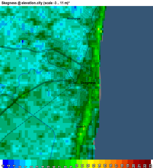 Skegness elevation map