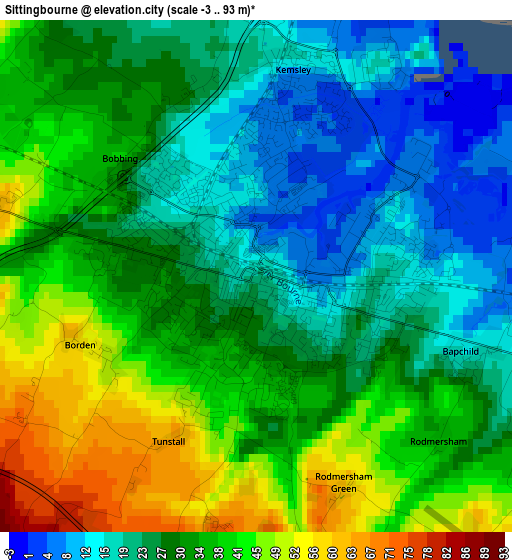 Sittingbourne elevation map