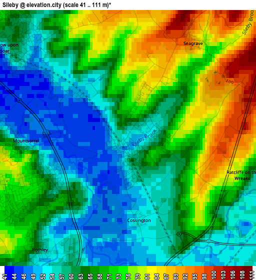 Sileby elevation map