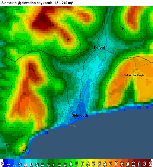 Sidmouth elevation map