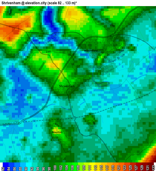 Shrivenham elevation map