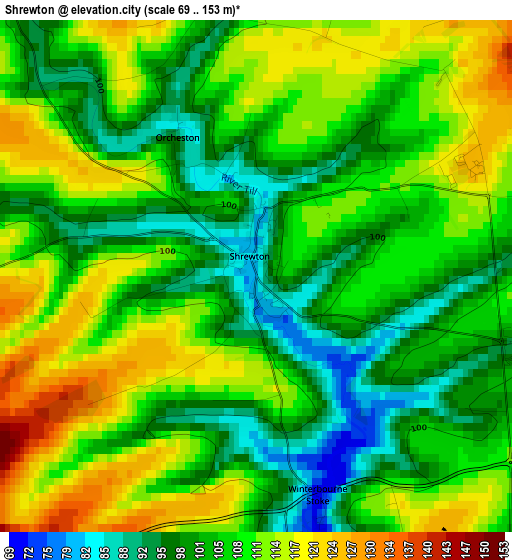 Shrewton elevation map