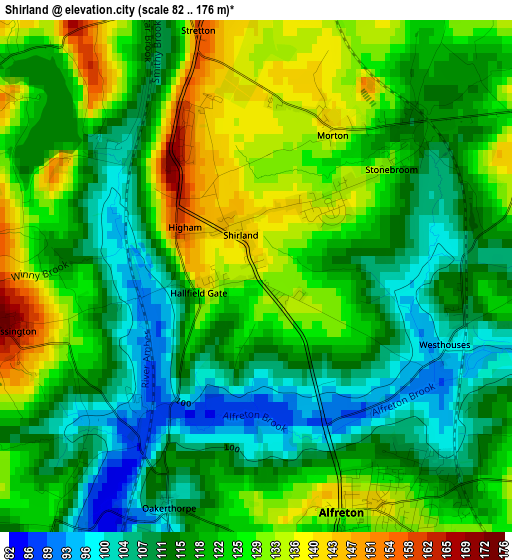 Shirland elevation map