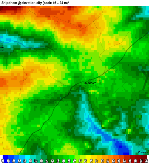 Shipdham elevation map