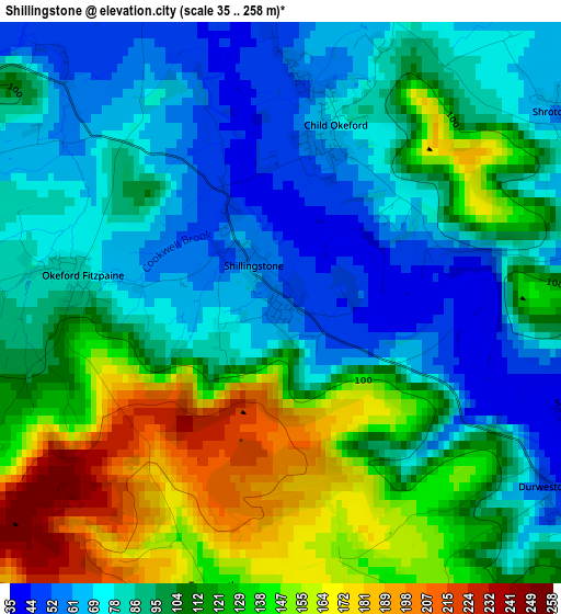 Shillingstone elevation map