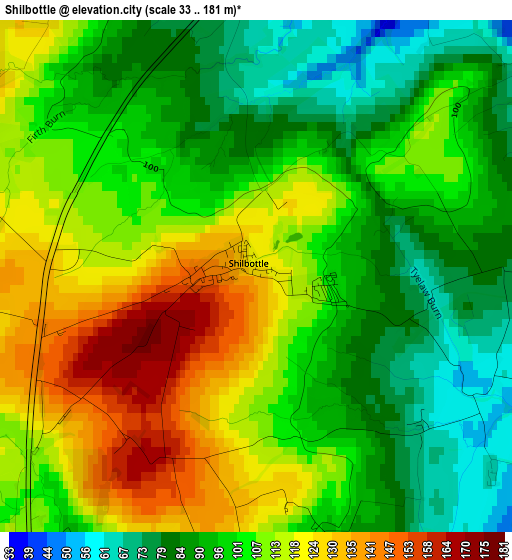 Shilbottle elevation map