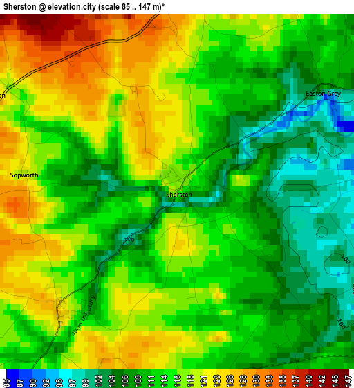 Sherston elevation map