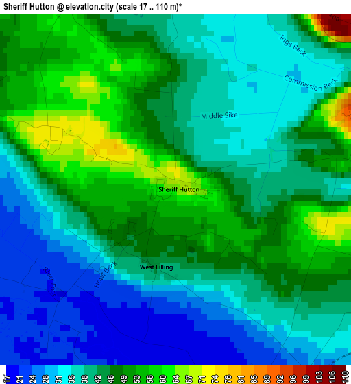 Sheriff Hutton elevation map