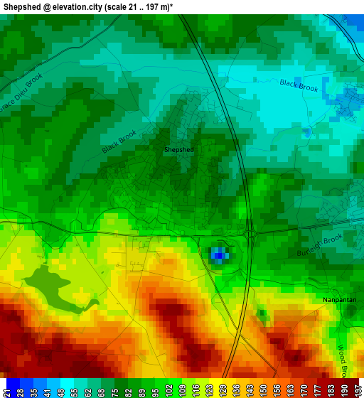 Shepshed elevation map