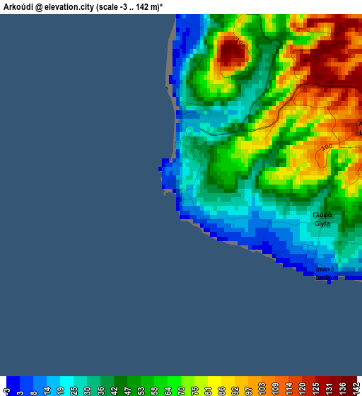 Arkoúdi elevation map